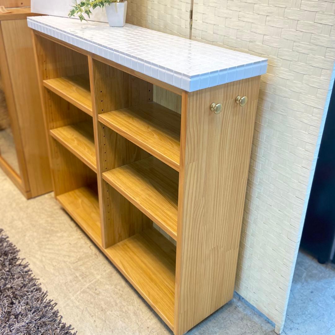 モモナチュラル MomoNatural⭐️モザイク タイル　スリム キッチンワゴン