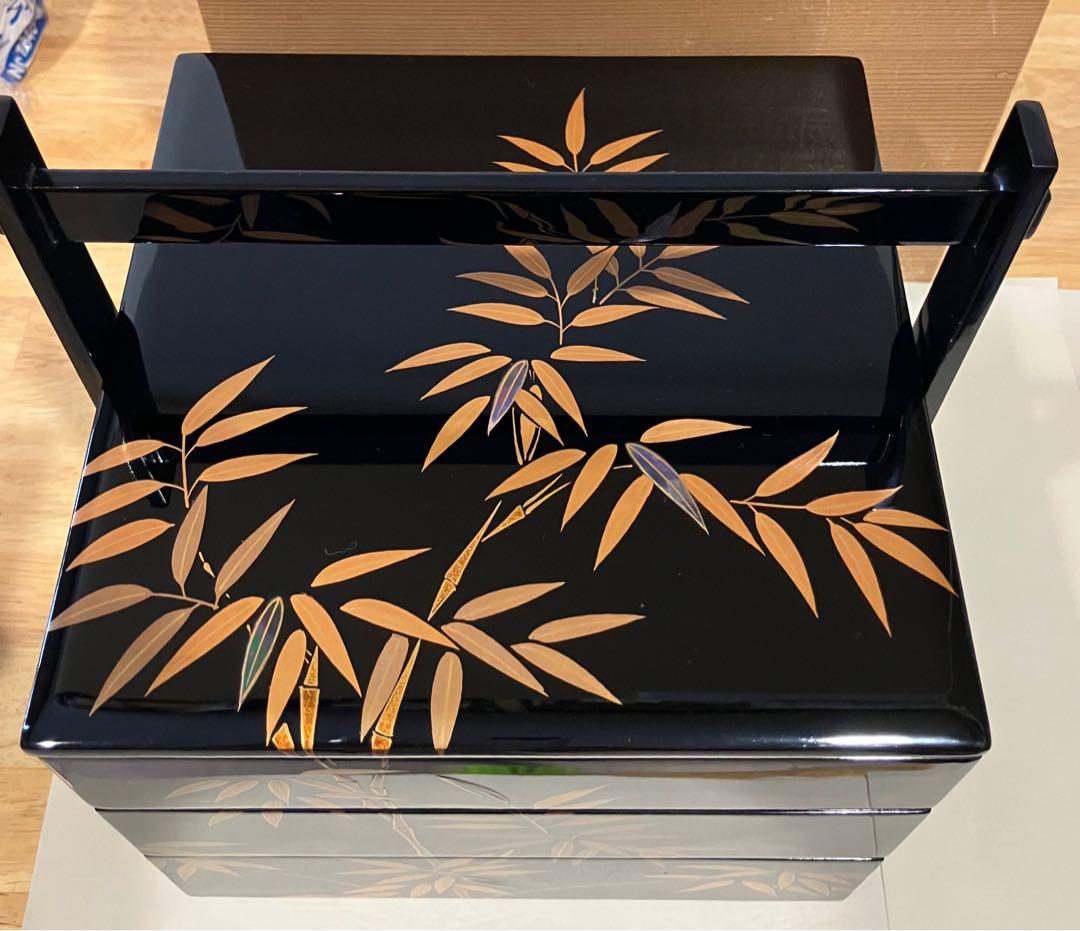 みどり！！輪島塗　蒔絵・手付重 清光堂造　三段重　美品