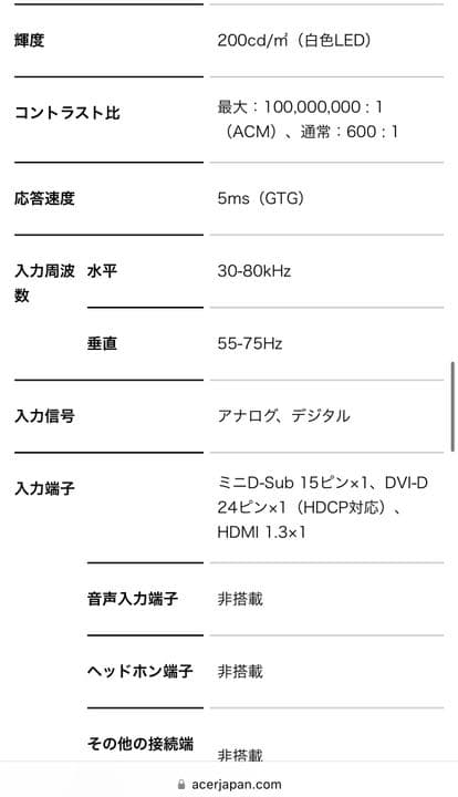 acer ゲーミンクモニター