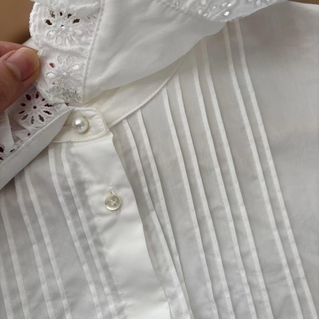 YUKI FUJISAWA レースブラウス　白　ロリータ服　ピンタックブラウス