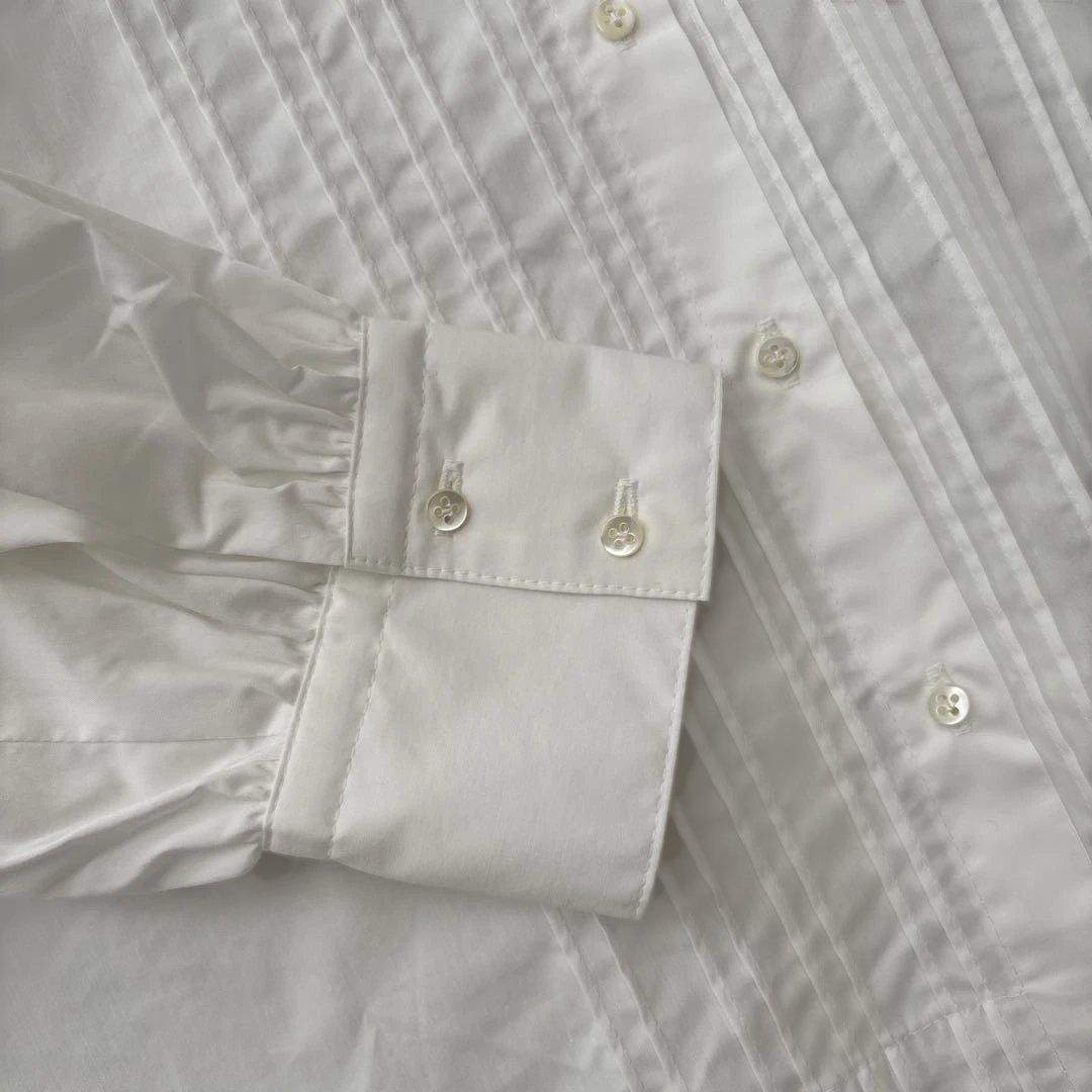 YUKI FUJISAWA レースブラウス　白　ロリータ服　ピンタックブラウス