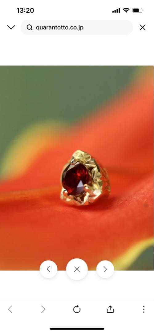 クアラントット　片耳用ピアス　ガーネット