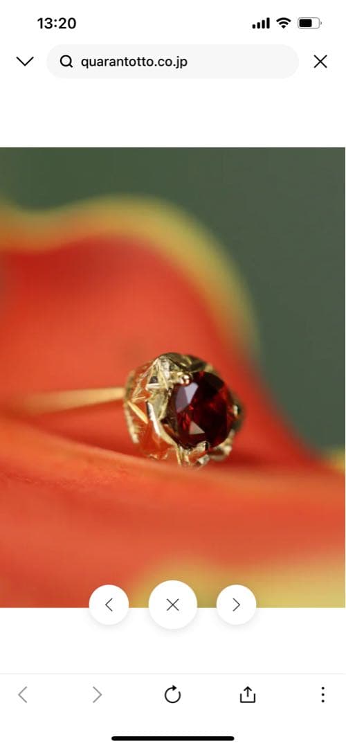 クアラントット　片耳用ピアス　ガーネット