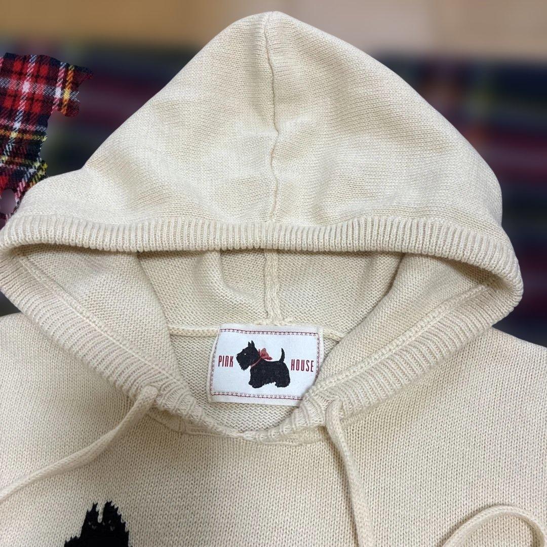 PINK HOUSE スコティッシュテリア刺繍ニットパーカー