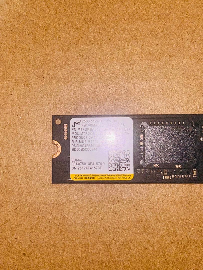 内蔵型SSD MTFDKA512QGN 512GB M.2 SSD