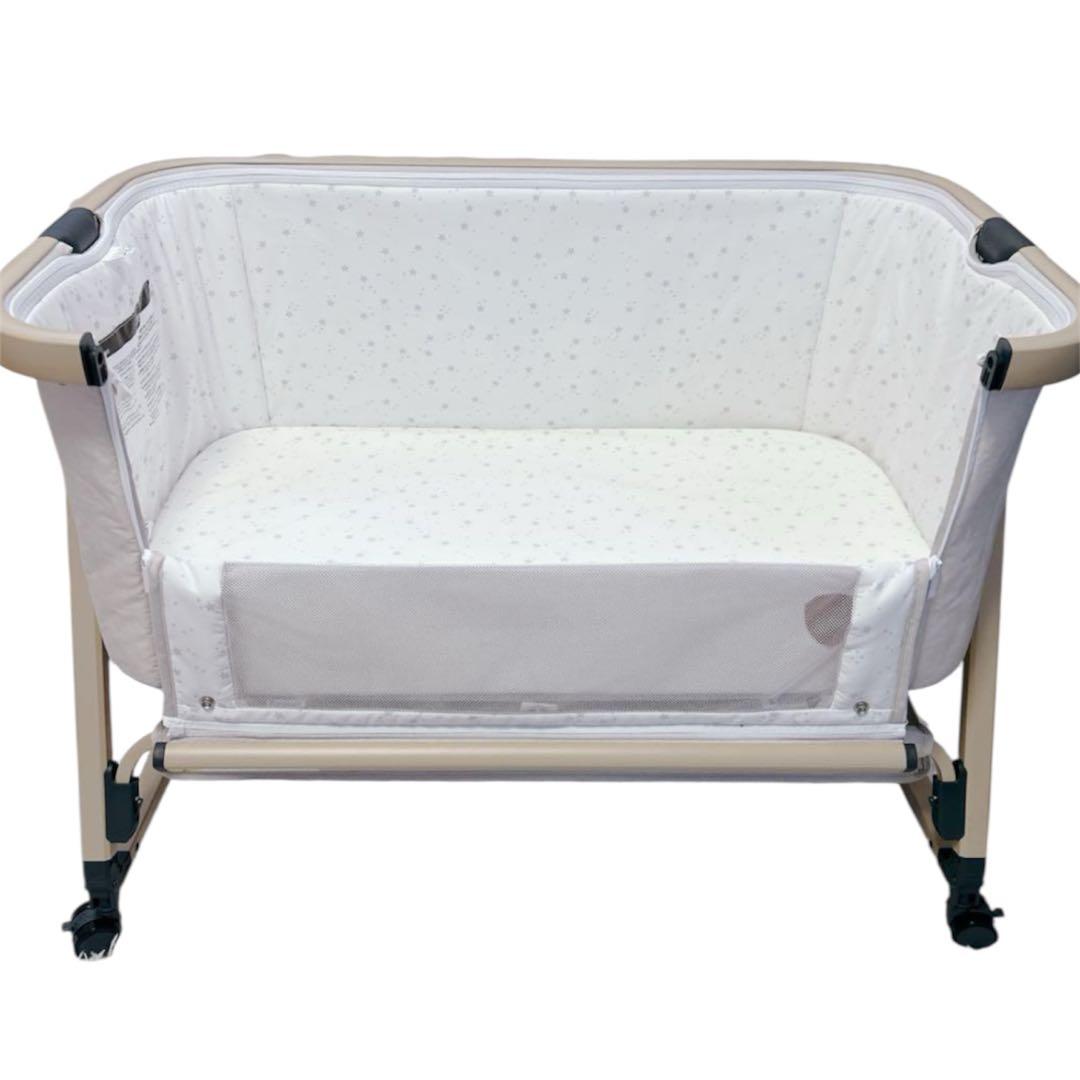 【美品】HZDMJベビーベッド 折りたたみ式 収納袋付　高さ６段階調節　添い寝