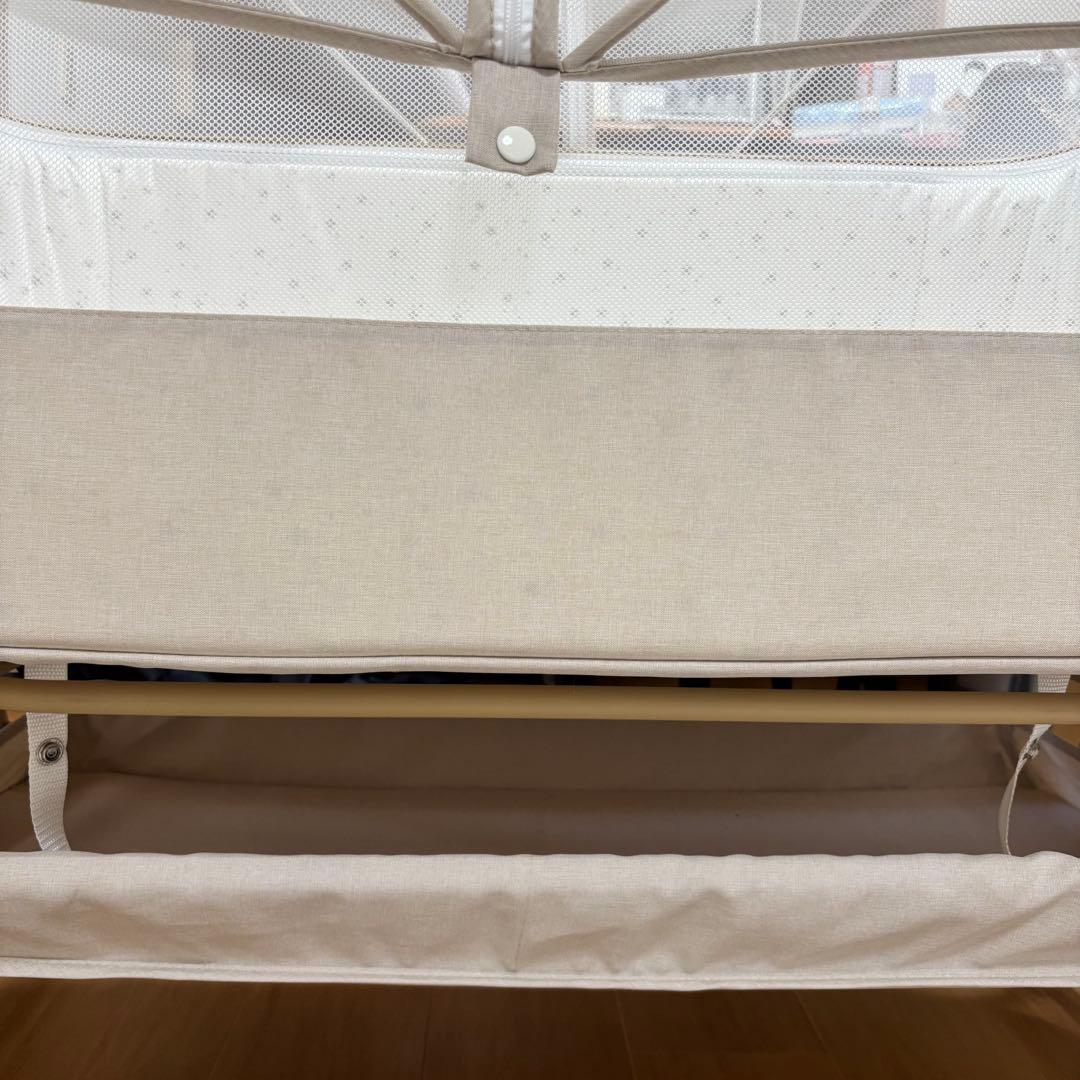 【美品】HZDMJベビーベッド 折りたたみ式 収納袋付　高さ６段階調節　添い寝