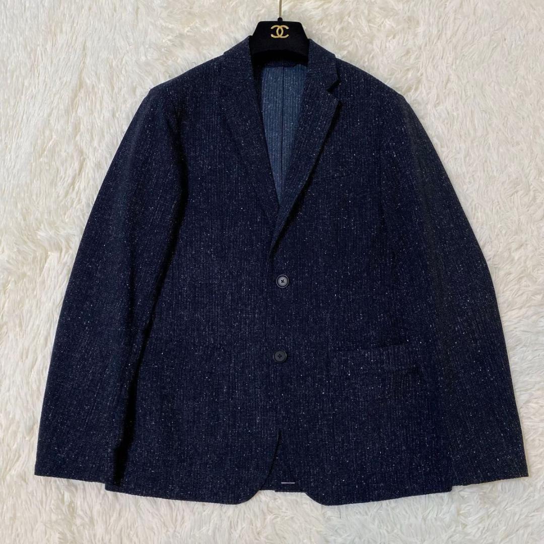 未使用級✨PLST シアサッカー 洗える ストレッチ セットアップ ネイビー S