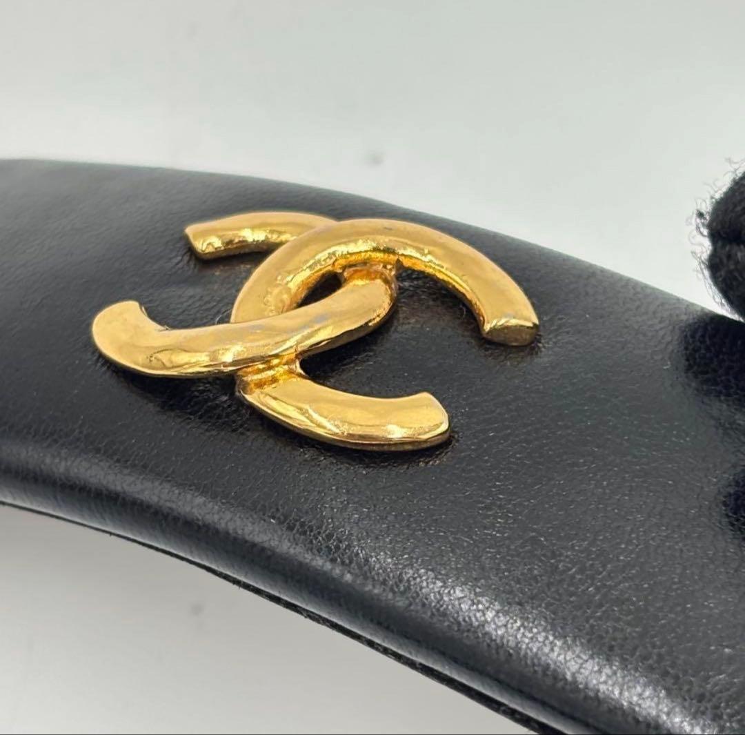 CHANEL シャネル ココマーク レザー バレッタ ゴールド金具 箱付