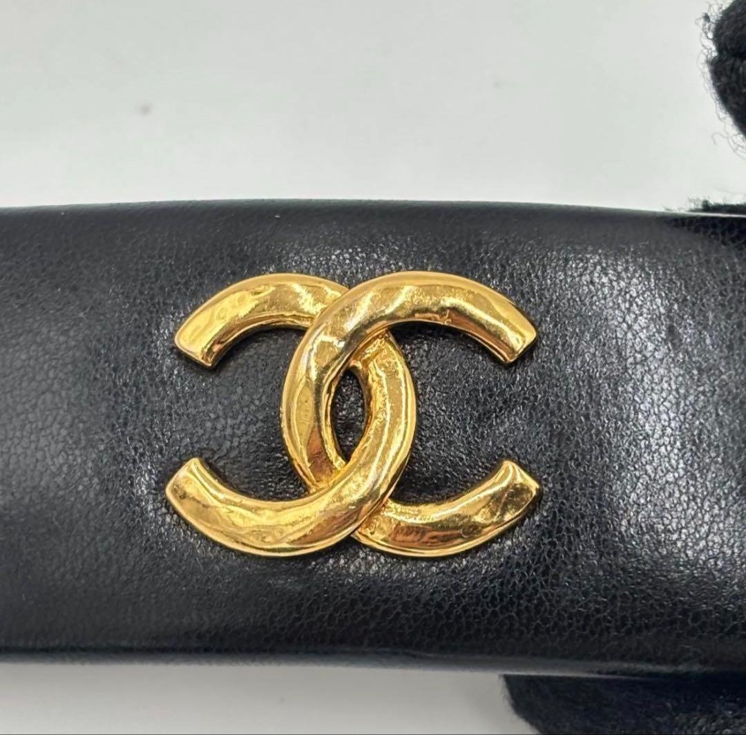 CHANEL シャネル ココマーク レザー バレッタ ゴールド金具 箱付
