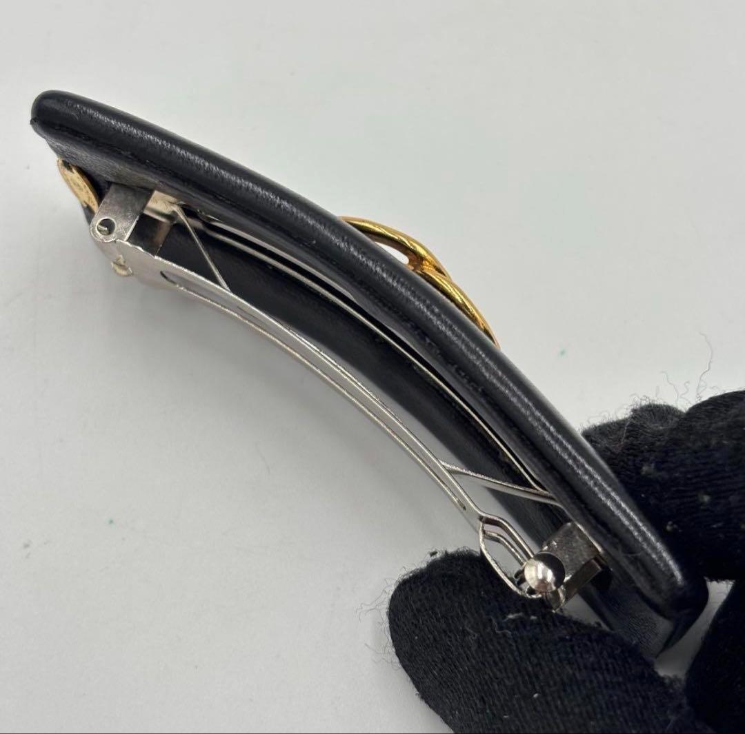 CHANEL シャネル ココマーク レザー バレッタ ゴールド金具 箱付
