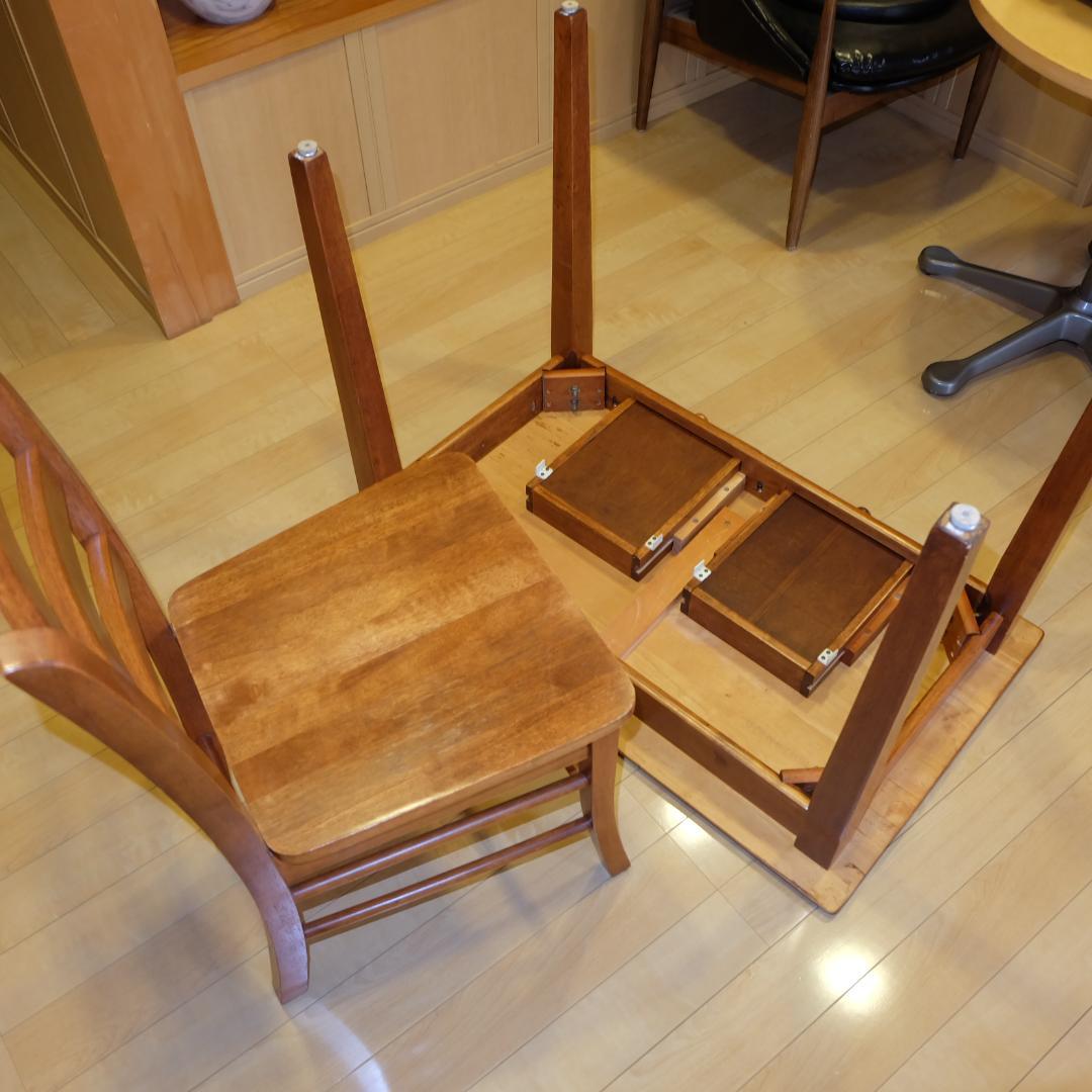 茨城県笠間市より 天然木 無垢材 椅子と机のセット チーク材？ マレーシア製