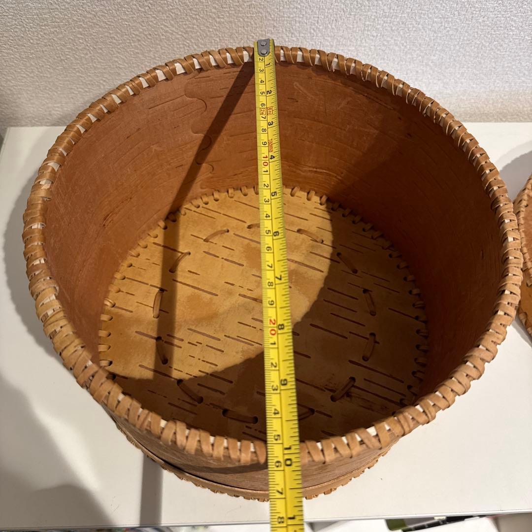 白樺樹皮　蓋付き丸型ボックス