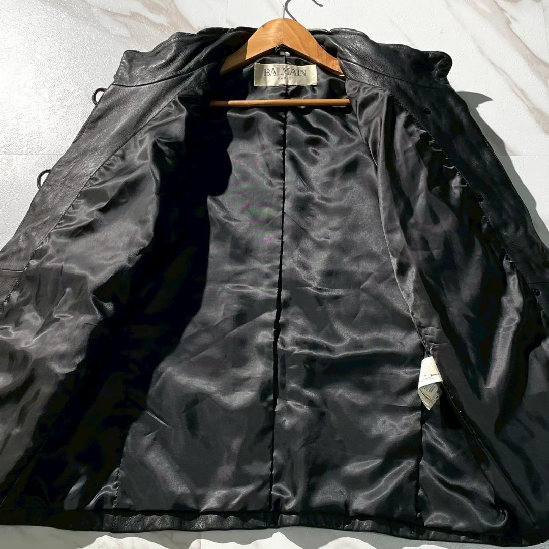 美品✨バルマン ラムレザージャケット 希少デザイン 黒　9号