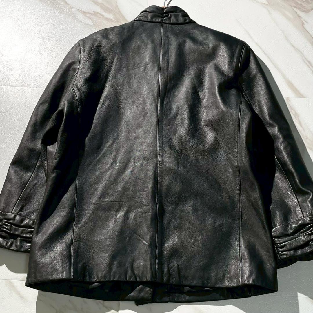 美品✨バルマン ラムレザージャケット 希少デザイン 黒　9号