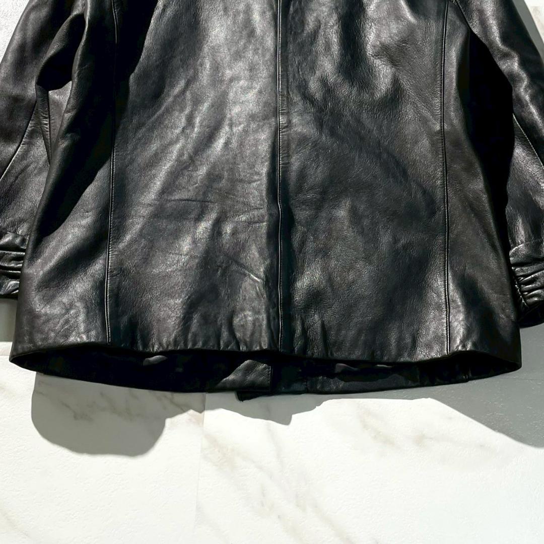 美品✨バルマン ラムレザージャケット 希少デザイン 黒　9号