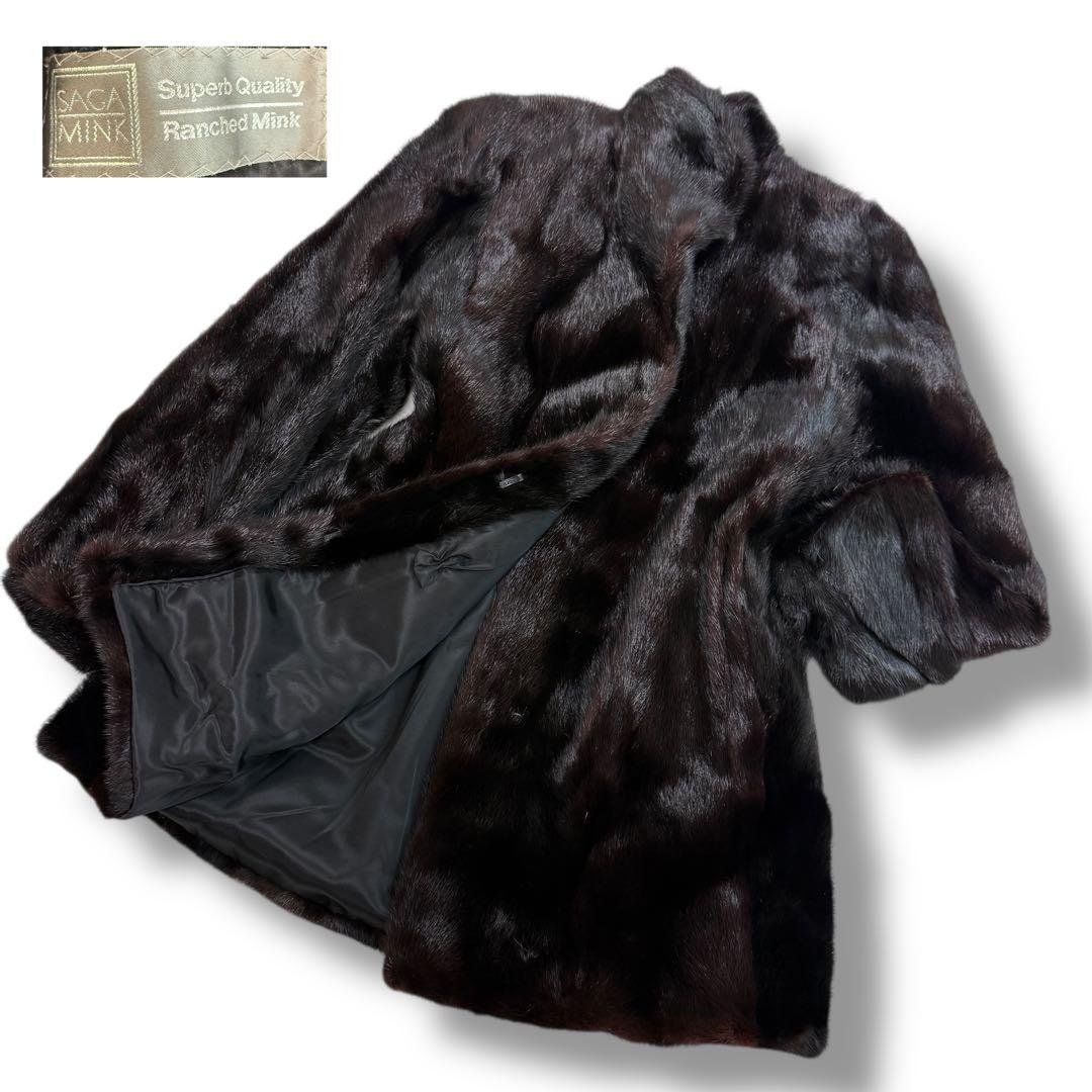 サガミンク 1832 毛皮 リアルファーコート ダークブラウン 逆毛 13銀タグ