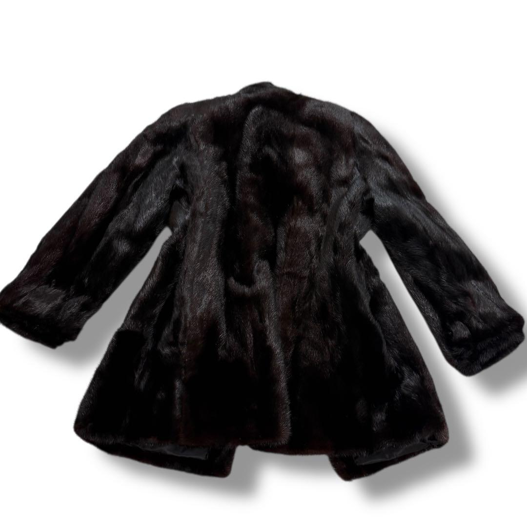 サガミンク 1832 毛皮 リアルファーコート ダークブラウン 逆毛 13銀タグ