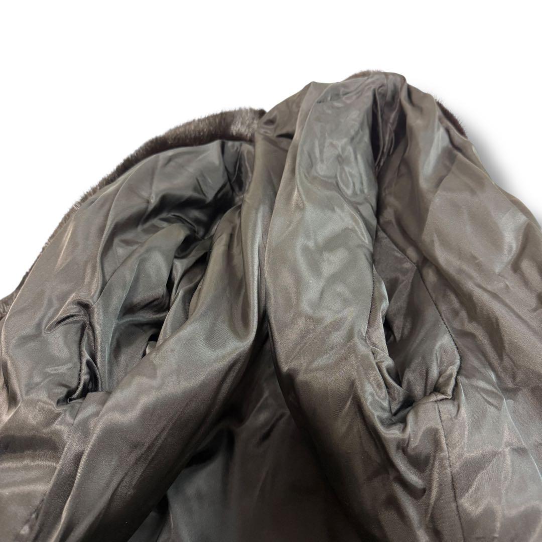 サガミンク 1832 毛皮 リアルファーコート ダークブラウン 逆毛 13銀タグ