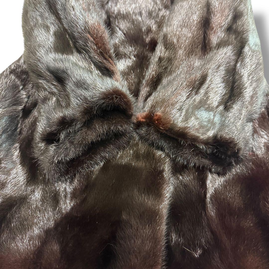 サガミンク 1832 毛皮 リアルファーコート ダークブラウン 逆毛 13銀タグ