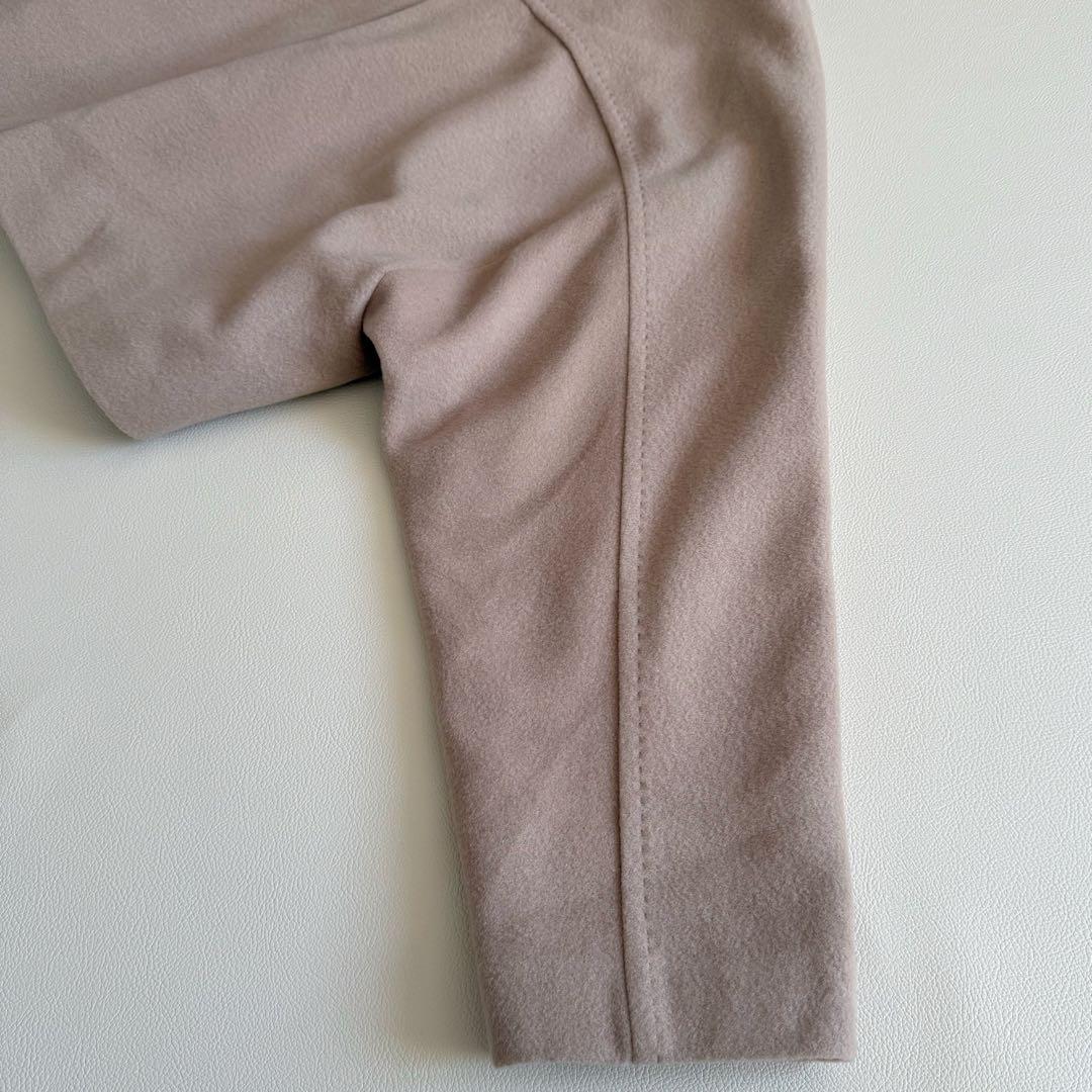 美品　アドーア　ソフトメルトンノーカラージャケット　ベージュ　38