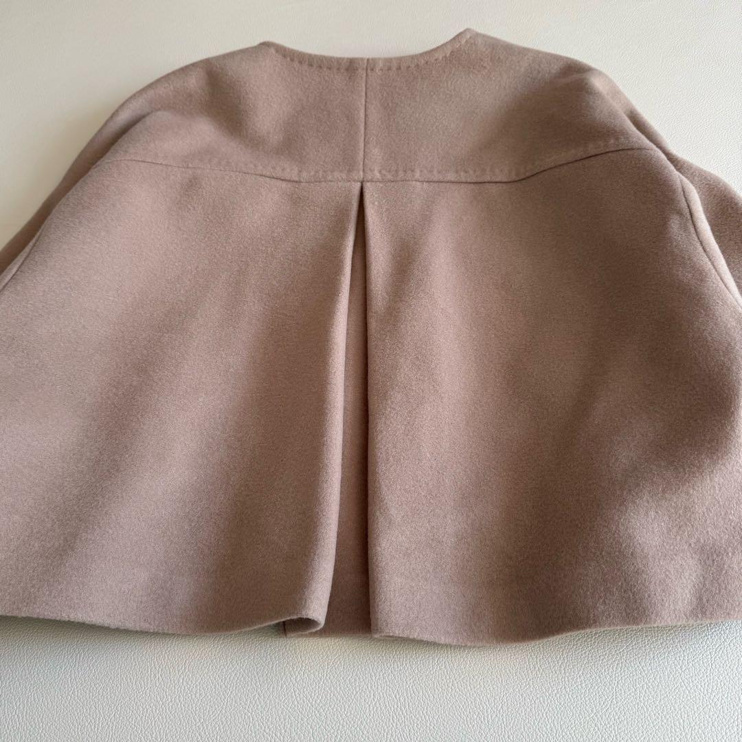 美品　アドーア　ソフトメルトンノーカラージャケット　ベージュ　38
