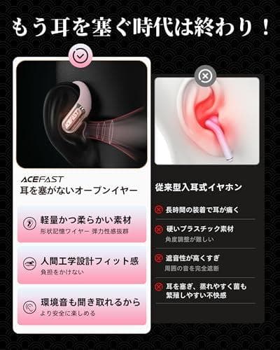 【iFデザイン賞殿堂入り!!】ACEFAST オープンイヤー イヤホン LEDm