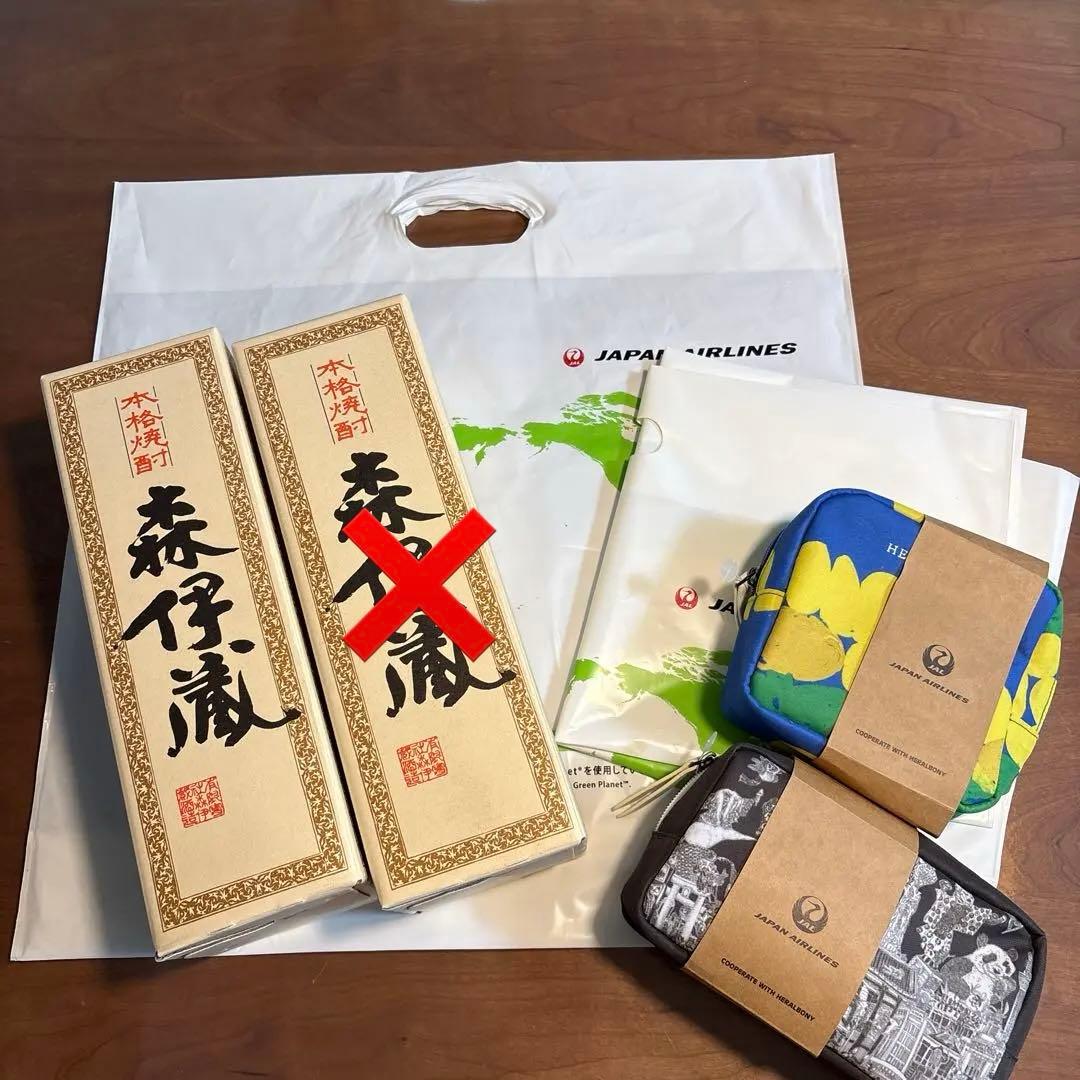 森伊蔵720ml、ビジネスクラスアメニティセット