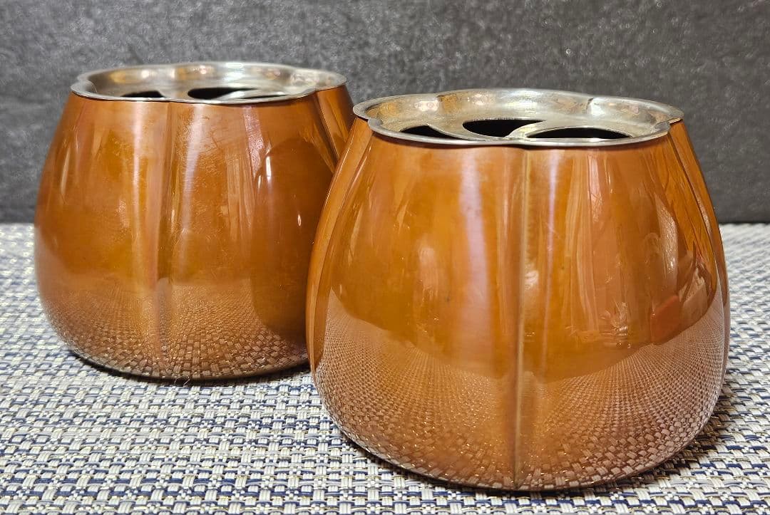 銀座 山崎商店謹製　赤銅　阿古陀香炉　一対　 共箱　茶道具　香道具　透かし蓋附属