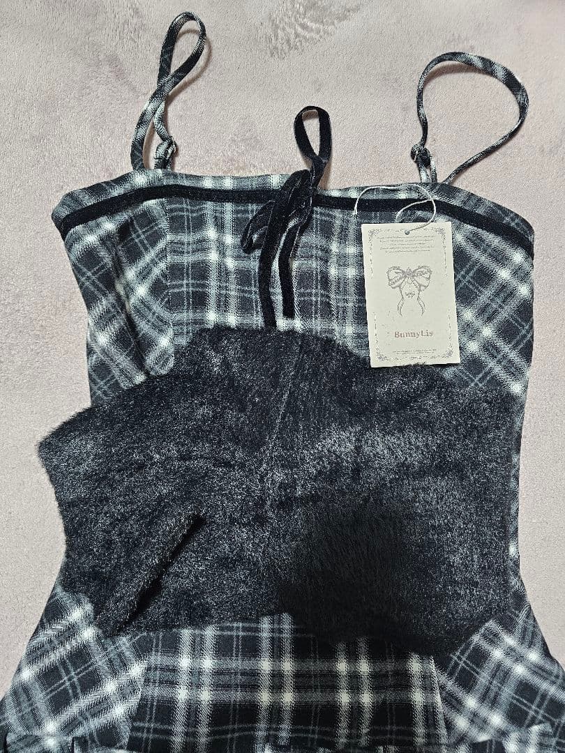 nogenki BunnyLis ファーボレロ×チェックミニワンピ