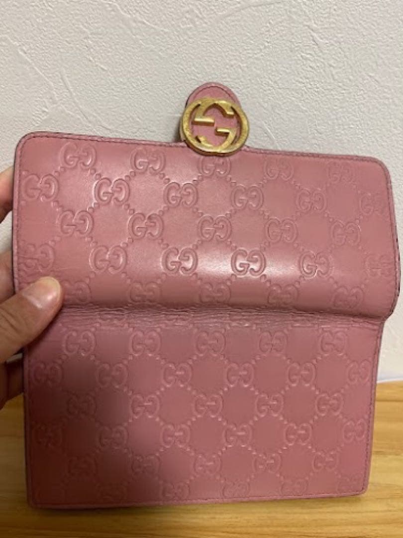 【極美品】GUCCI グッチ チェーンウォレット インターロッキングG ピンク