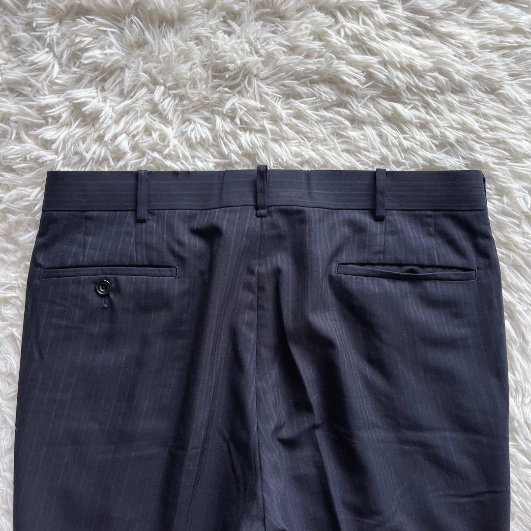 極美品✨五大陸　ピーター ジョンストン　スリーピーススーツ　ネイビー　ストライプ