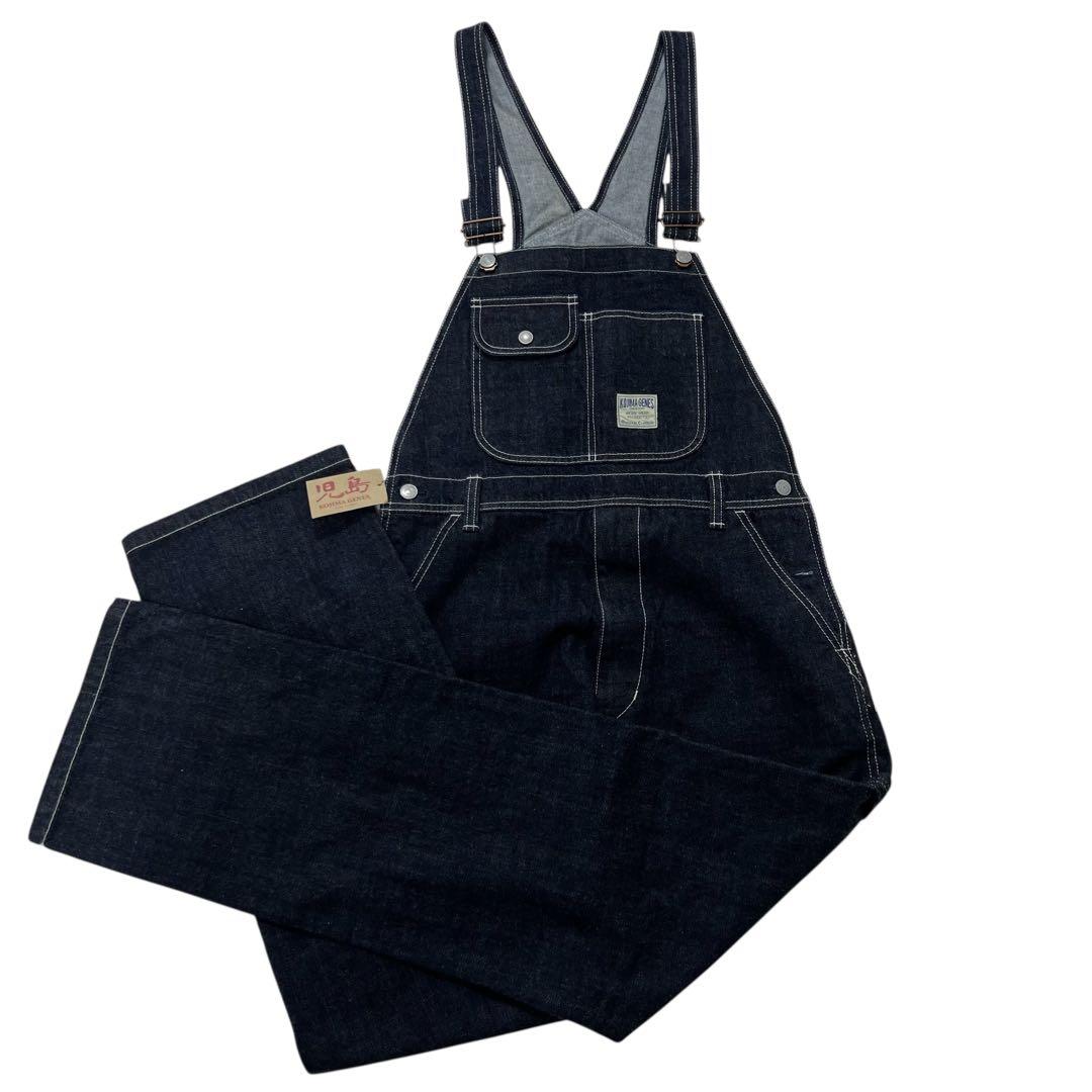 未使用タグ付 児島ジーンズ サロペット つなぎ M インディゴ 赤耳 日本製