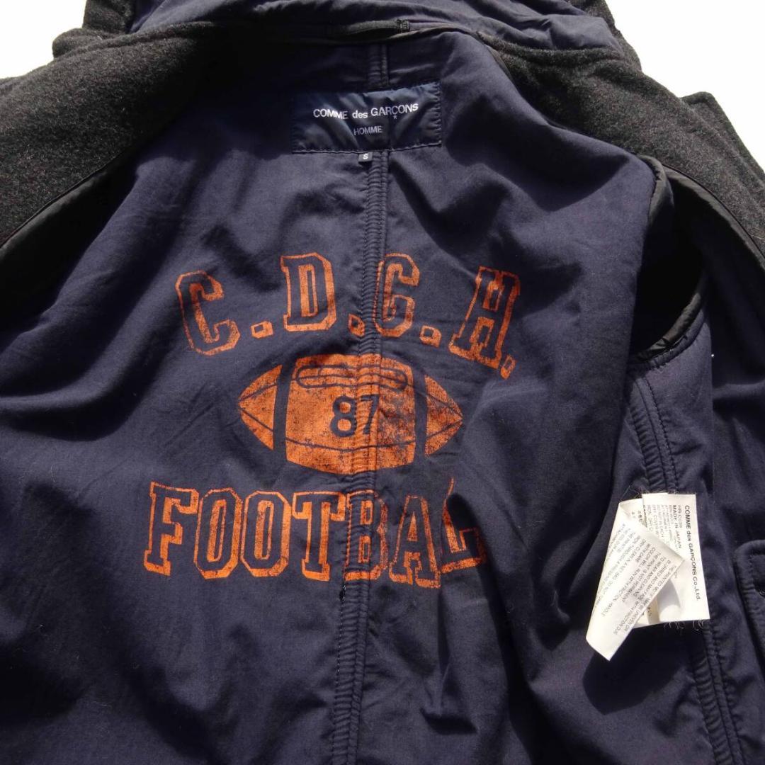 希少　コムデギャルソンオム　プリント切り替えパイピングロゴ ダッフルコート S