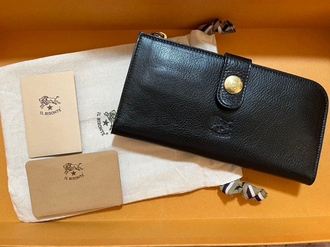 新品イルビゾンテレザー長財布ロングウォレットブラック男女兼用