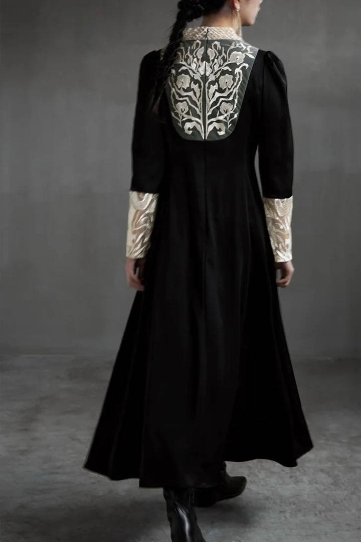 【一度のみ着用】etoll. バック刺繍 フレアドレス パーティー オケージョン