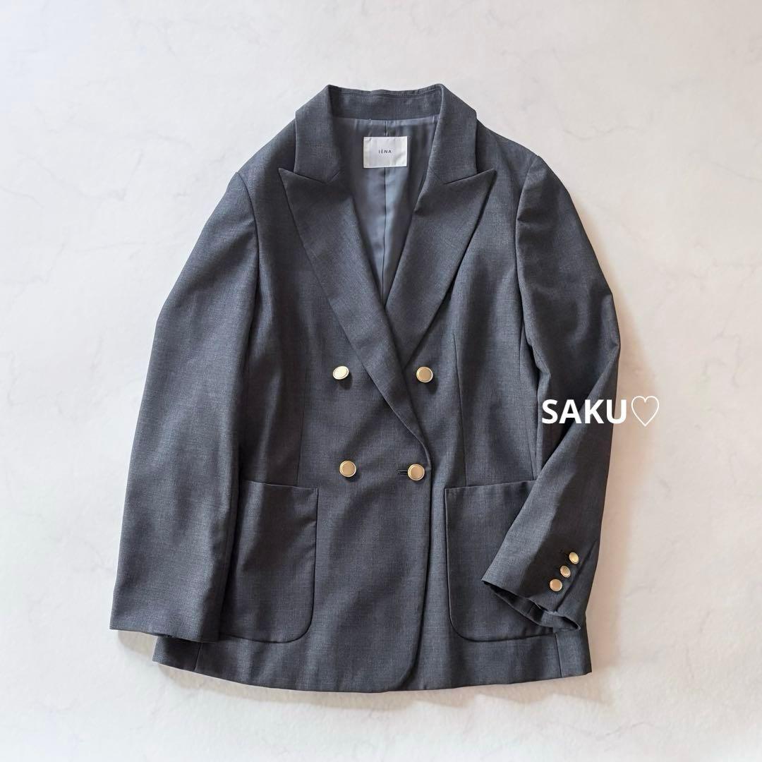 美品❣️定価31900円 IENA ウールダブルブレストジャケット 38 グレー