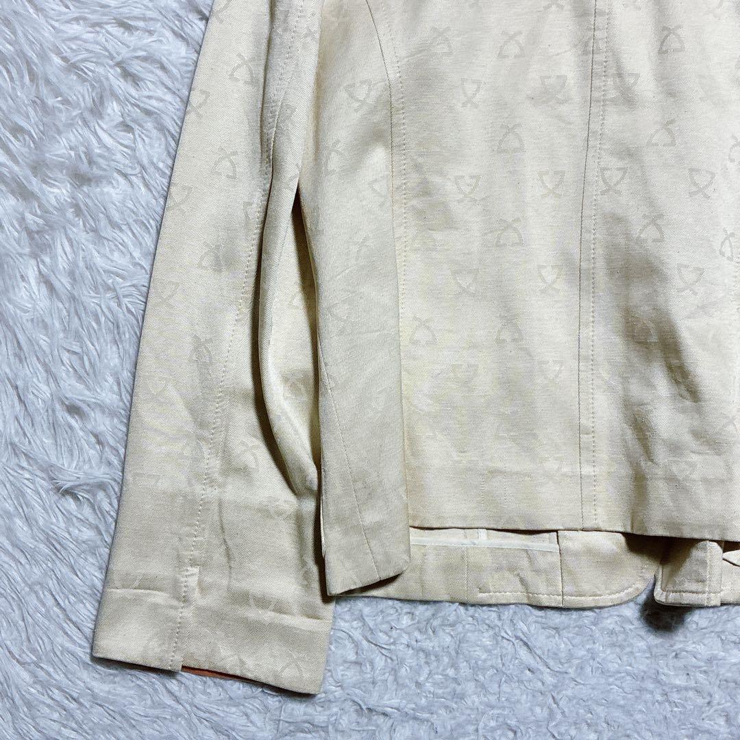 良品⭐️レオナール　テーラードジャケット　ロゴ刺繍　トリム　シルク100% 11号