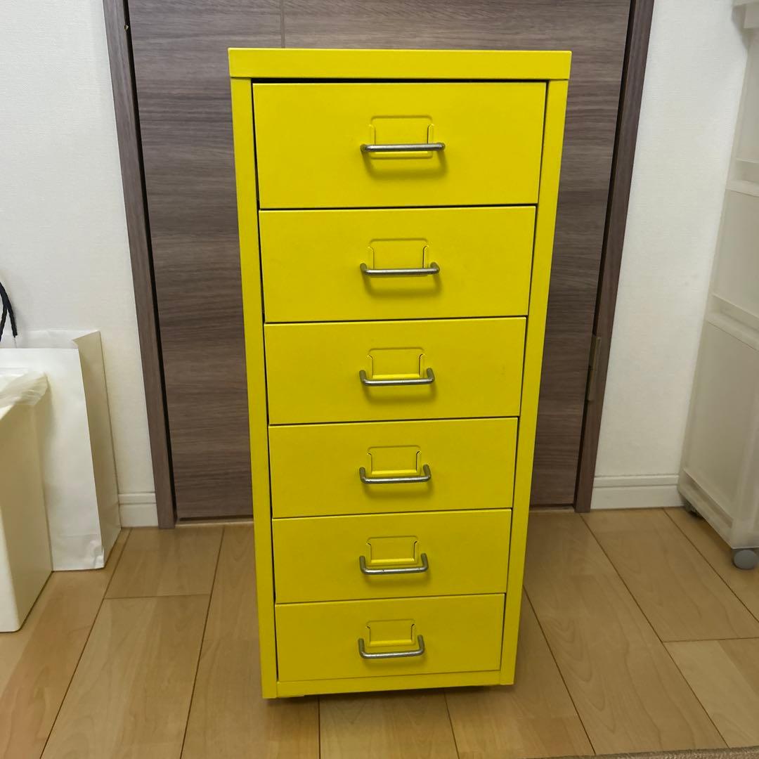 し*い様 IKEA HELMER ヘルメル イエロー金属製6段チェスト