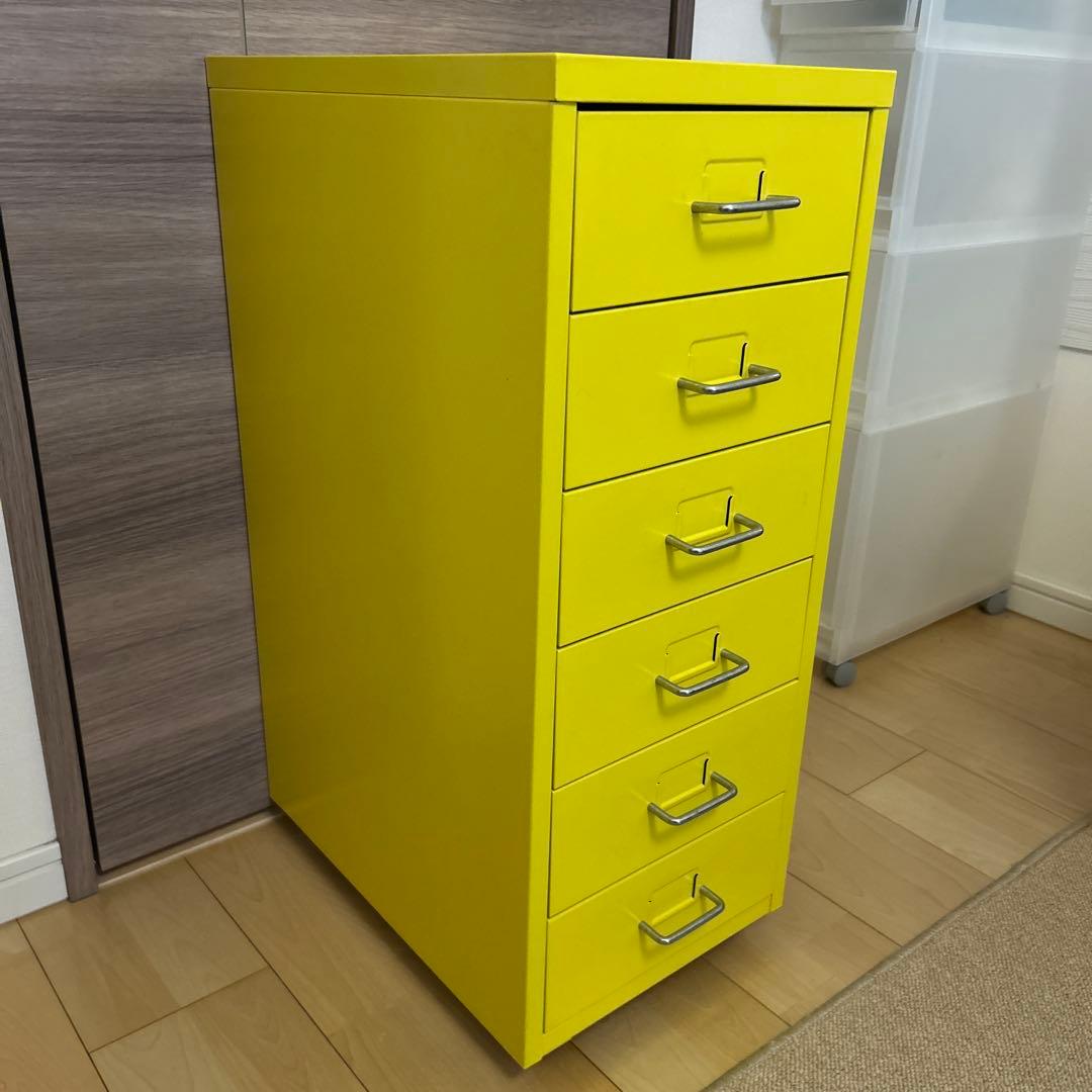 し*い様 IKEA HELMER ヘルメル イエロー金属製6段チェスト