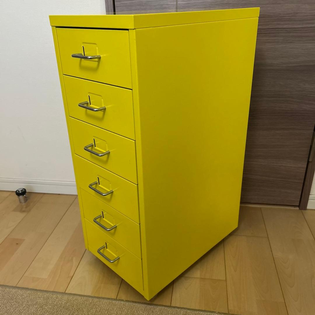 し*い様 IKEA HELMER ヘルメル イエロー金属製6段チェスト