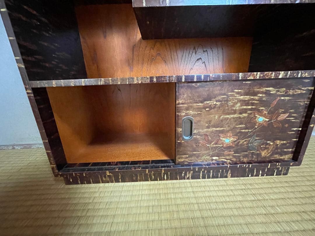 桜皮細工 樺細工 飾り棚 茶箪笥 茶道具 古家具 飾棚 コンパクト