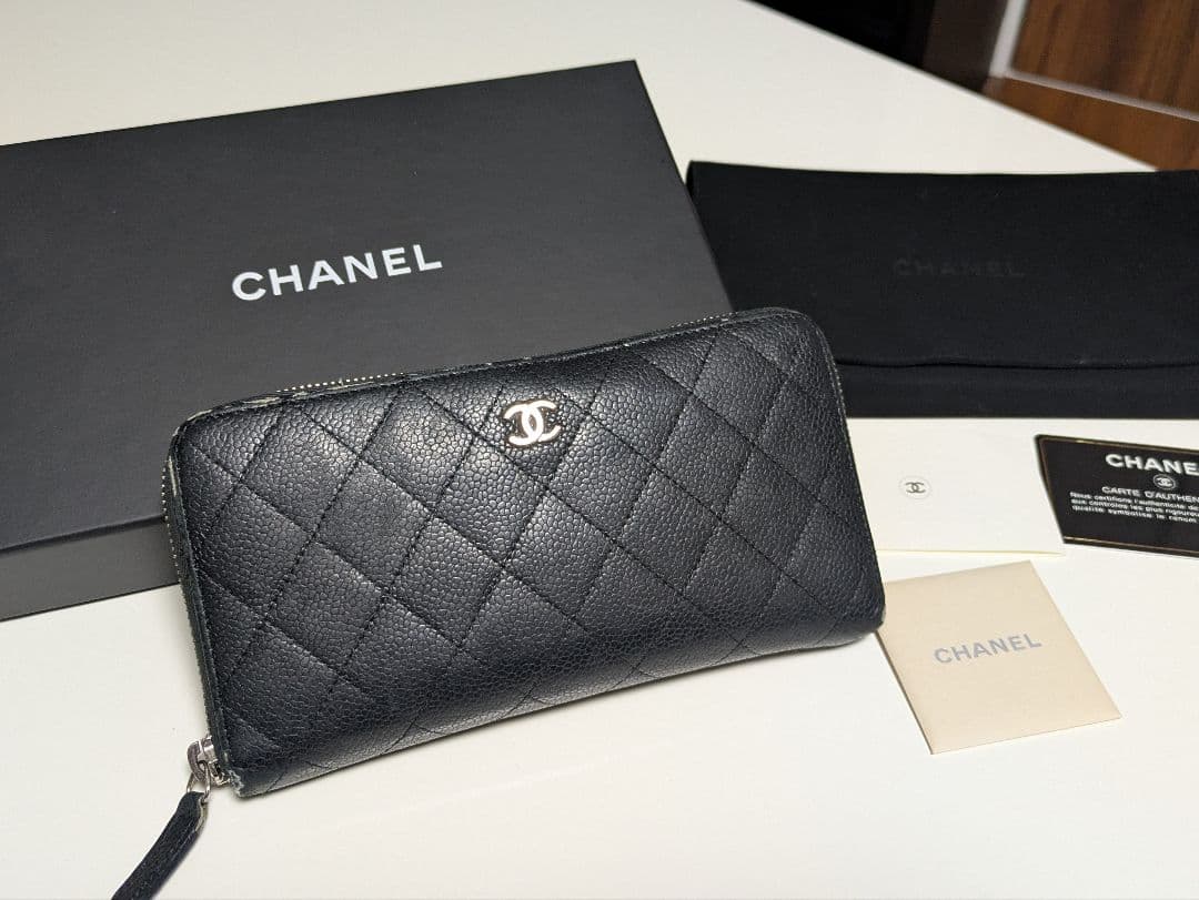 シャネル マトラッセ キャビアスキン 長財布 正規品 ギャランティ付