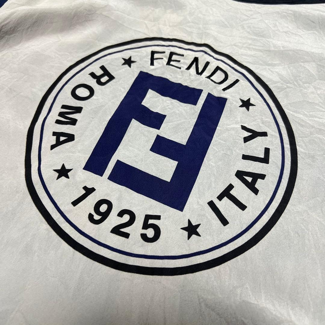FENDI Big logo silk Tシャツ 刺繍 シルク フェンディ