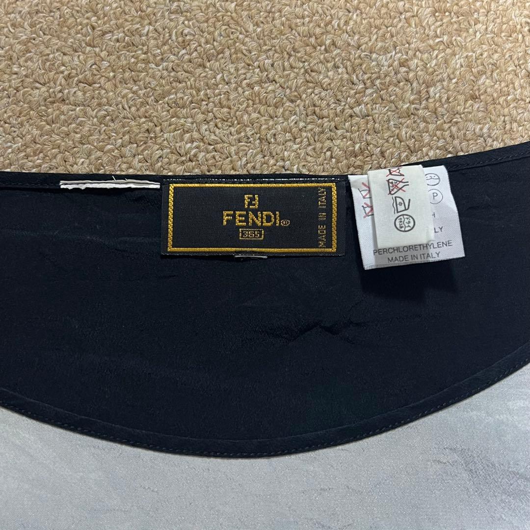 FENDI Big logo silk Tシャツ 刺繍 シルク フェンディ