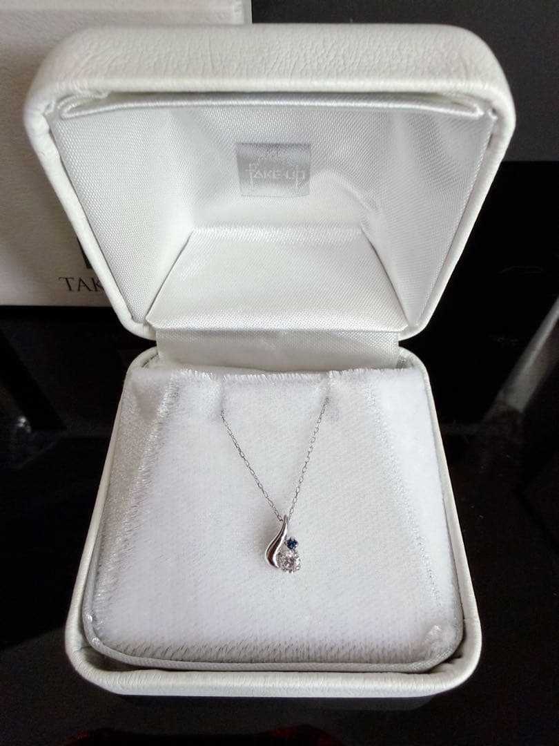 ❀*り様 TEKE-UP シンプルしずくネックレスWG ホワイトゴールド サファ