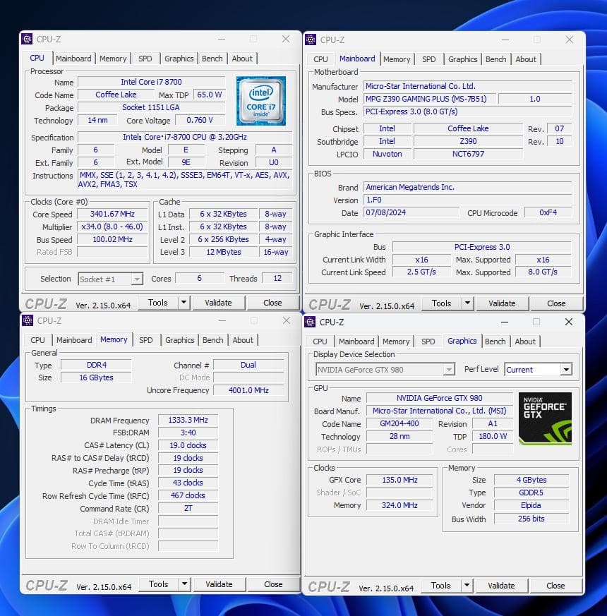 ゲーミングPC　i7-8700 GTX-980