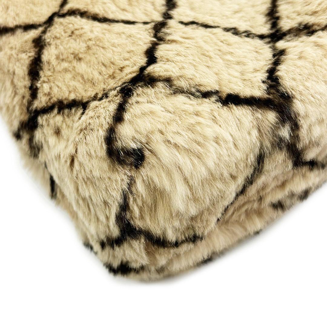 【美品】シャネル チェーンショルダーバッグ ラパンファー ブラウン 7M57