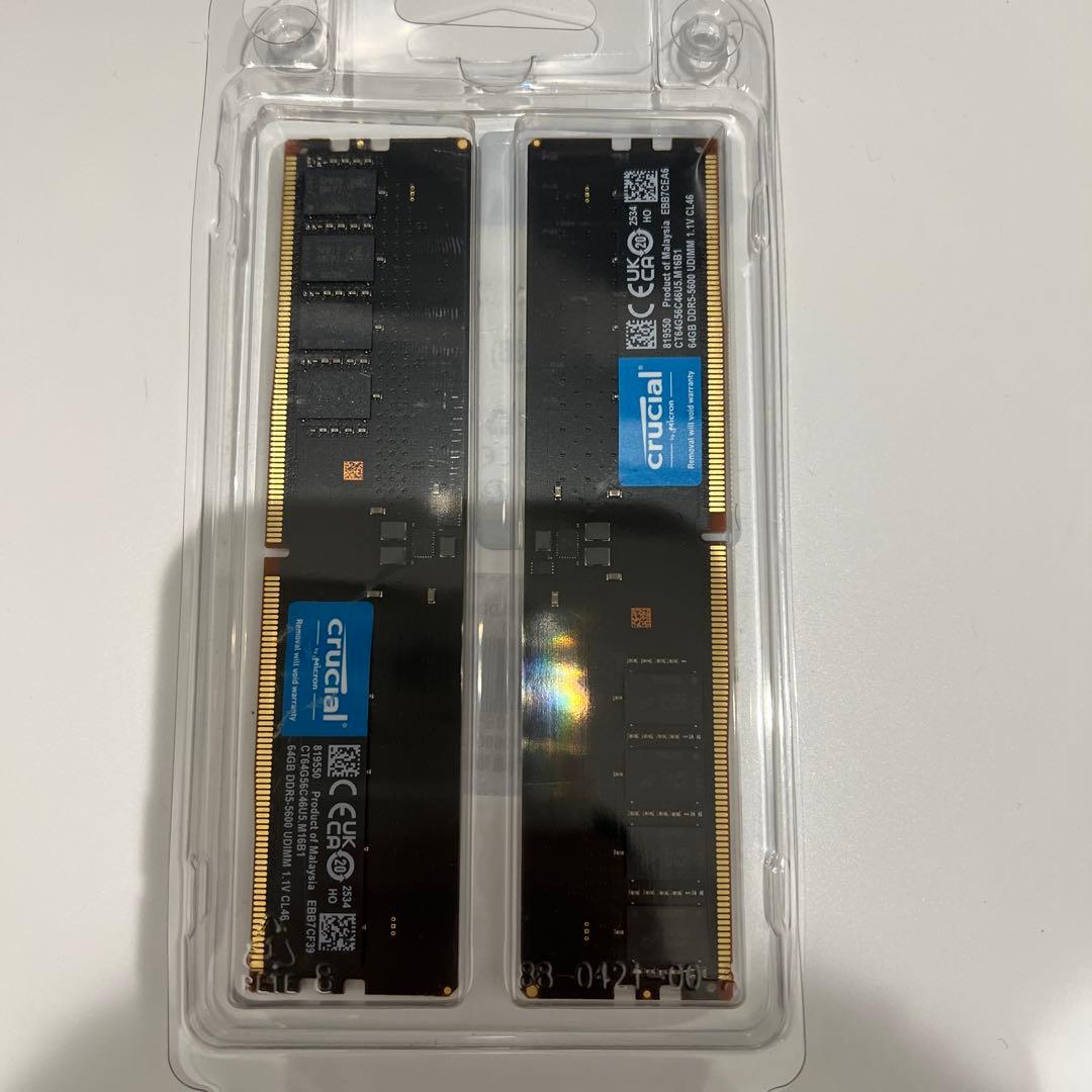 メモリー Crucial DDR5 128GB (2x64GB) UDIMM