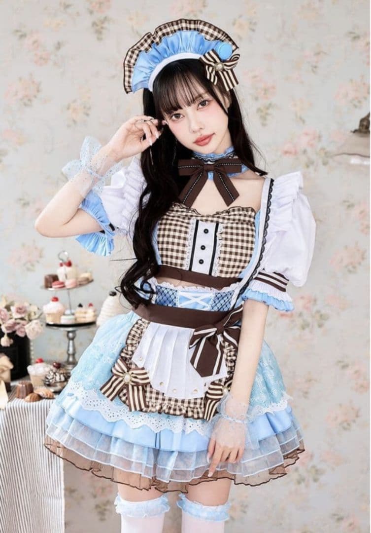 Malymoon ブルーマカロンデコレーションメイド　コスプレ12点セット